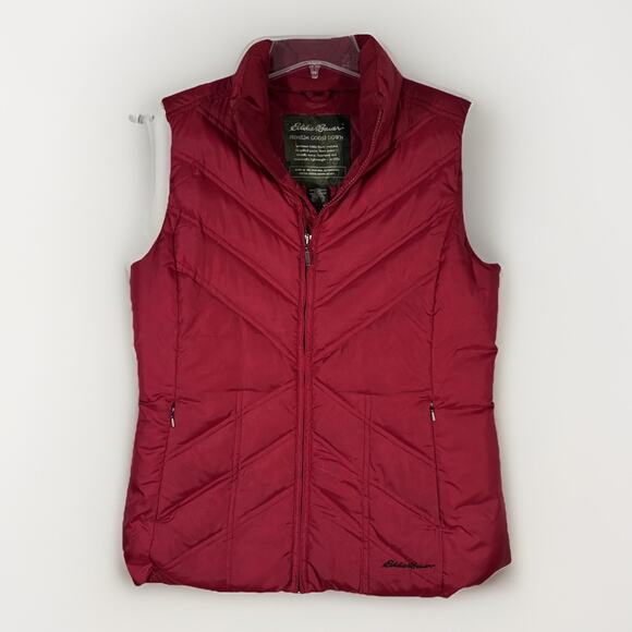 Eddie Bauer Puffer Vest Women S Red Premium Quality Goose Down - Picture 1 of 5